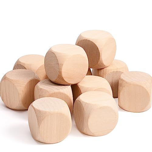 Blank Wood Dice 1-1/2 inch 20PCS Unfinished Square Blocks 40mm Small Wooden Cubes with Rounded Corners for DIY Craft Projects Ourtroness