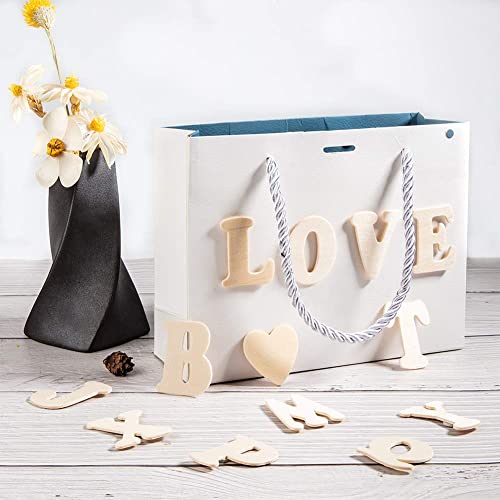 PandaHall 112pcs 1.5 Inch Wooden Letters A~Z Heart Set- Small Wooden Capital Letters with Storage Tray - Wooden Alphabet Craft Letters Smooth Natural PH PandaHall