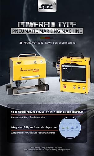US Stock Pneumatic Marking Machine 150x80mm Powerful Metal Engraving Machine Depth 1mm Pneumatic Dot Peen Marking Machine for Letters Serial Numbers ZAC