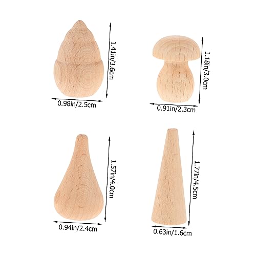 Ciieeo 12Pcs Log Unfinished Wood Figures Unfinished Wood Mushroom Christmas Tree Wood Craft unpainted Craft peg Doll Puzzle Toy Blank peg Dolls DIY Ciieeo