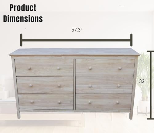 International Concepts Dresser with 6 Drawers, Unfinished IC International Concepts