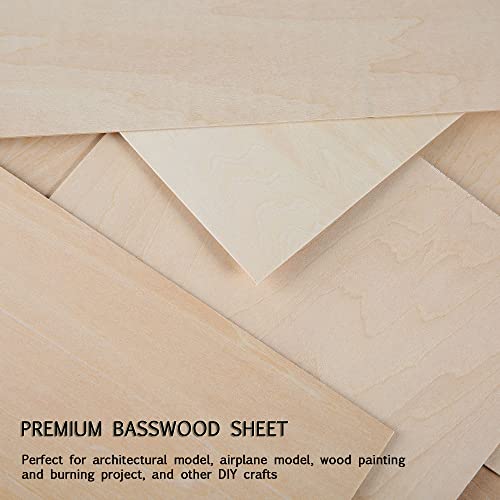 20 Pieces Basswood Sheet, 1/16 x 12 x 8 Inch Thin Plywood Wood Sheets for Crafts TDOCK