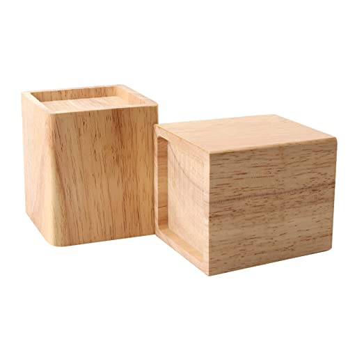 TAICHEUT 6 Pack Wood Bed Risers, 4 Inch Natural Square Dark Wood Furniture Lifters, Heavy Duty Wood Extenders for Beds, Tables, Sofas, Dressers, TAICHEUT