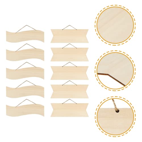 Kisangel 10pcs Hanging Decorative Plaque Unfinished Wood Sign Blank Wooden Plaque Wooden Slices Blank Hanging plaques Wood Decor Blank Wooden Signs Kisangel