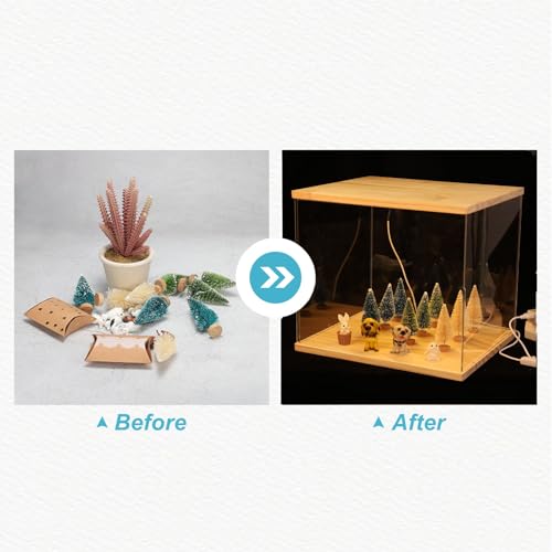 MECCANIXITY Acrylic Display Case with LED Light, 8"x6"x14" Clear Display Box Figures Display Case for Collectibles MECCANIXITY