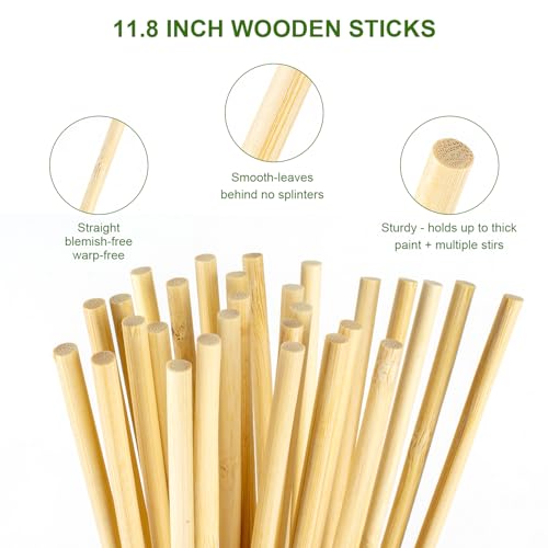 30PCS Wooden Dowel Rods, 1/4 x 12 Inch Round Unfinished Bamboo Dowel Rods, Wood Crafts Sticks Doweling Rods for Crafts and DIYers Arts Projects LepoHome