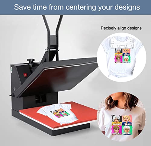 9Pcs Tshirt-Ruler Guide to Center Vinyl, Transparent V-Neck/Round PVC Ruler for Alignment, Heat Press, Children Youth Adult, Front and Back tietoc