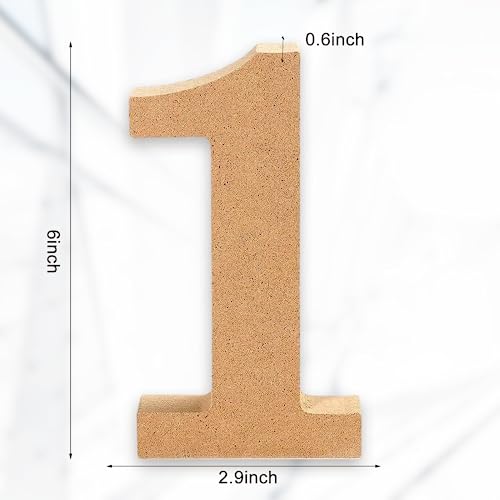 AOCEAN 6 Inch Designable Wood Numbers Unfinished Wood Numbers for Wall Decor Decorative Standing Numbers Slices Sign Board Decoration for Craft Home AOCEAN