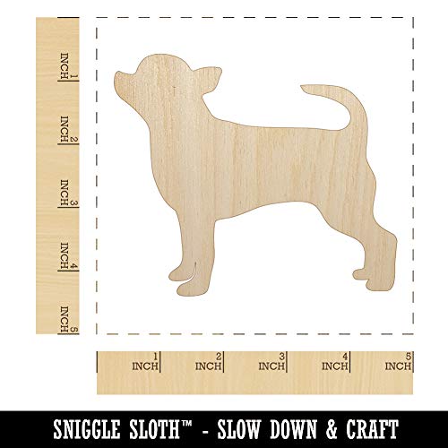 Smooth Coat Chihuahua Apple Head Dog Solid Unfinished Wood Shape Piece Cutout for DIY Craft Projects - 1/4 Inch Thick - 4.70 Inch Size Sniggle Sloth