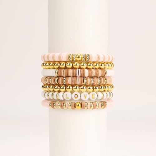 LFLIUN Bracelet Making Kit Friendship Gold Beads Clay Beads Jewelry&Bracelet Making Kit for Girls Charm Bracelet Maker Set with Letter Beaded Kit for LFLIUN