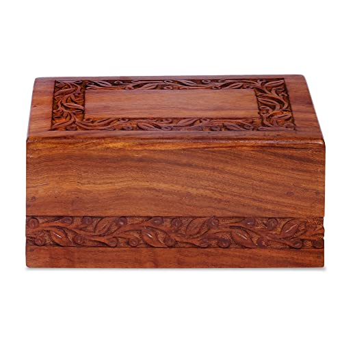 S.B.ARTS Wooden Keepsake Urn Box, Cremation Urns for Human Ashes, Handcarved Decorative Memorial Urn, Wood Casket Urn for Pets, Cat, Infant, Adult S.B.ARTS