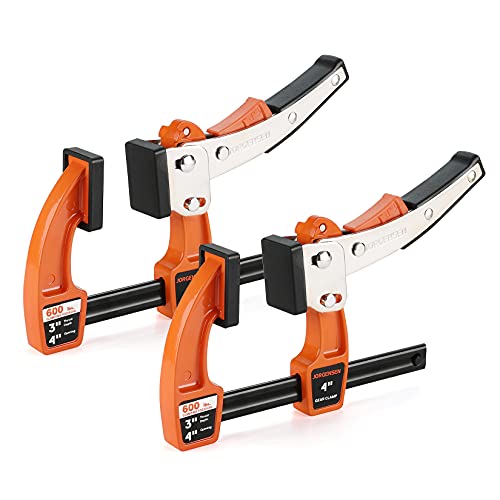Jorgensen 4-inch Bar Clamp Set, Bar Clamp for Woodworking, Quick Release Gear Clamp with 600 lbs Load Limit - 2 Pack Jorgensen