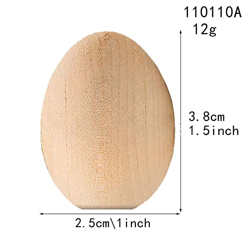 UUYYEO 10 Pcs Unpainted Wooden Eggs Unfinished Easter Wood Craft Eggs Flat Bottom Fake Eggs for Easter Small UUYYEO