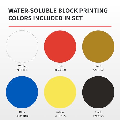 Speedball Water-Soluble Block Printing Ink Starter Set, 6 Bold Colors with Satin Finish, 1.25-Ounce Tubes Speedball
