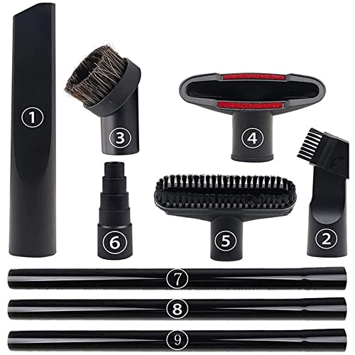 ANBOO Vacuum Attachments Set, 1 1/4 inch Vacuum Accessories Cleaning Kit Hardwood Floor Brush Attachments Extension Wands with Standard Hose Adapter, ANBOO