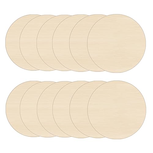 HILELIFE Wood Rounds for Crafts 6 Inch - 12 Pack Wood Round, Unfinished Wood Circles for Crafts, Round Wooden Discs, Circle Wood Sign Blank HILELIFE
