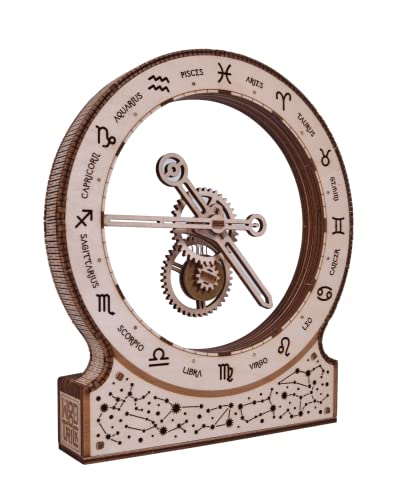 Wood Trick Zodiac Kinetic Clock 3D Wooden Puzzles for Adults and Kids to Build - Magic Mechanism Aesthetic Design - Model Kits for Adults - Wood Trick