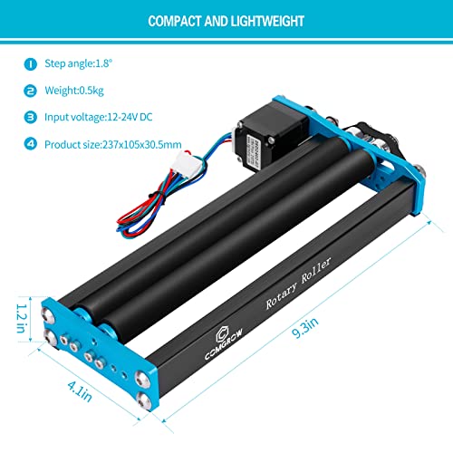 Comgrow Laser Rotary Roller, Laser Engraver Aluminum Y-axis Rotary Roller Engraving Module for Engraving Cylindrical Objects Cans, with 8mm-86mm Comgrow