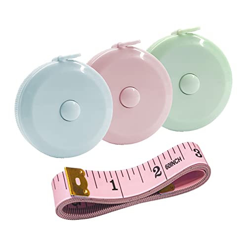 GDMINLO 3 Pack Tape Measure Measuring Tape for Body Fabric Sewing Tailor Cloth Knitting Craft Weight Loss Measurements Retractable 60-inch 1.5 Meter, GDMINLO