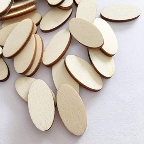 Kisangel 200pcs Unfinished Wood Oval Cutout Natural Rustic Wooden Ellipse Slices Chip Embellishment Gift Tag Board Game Pieces for DIY Arts and Kisangel
