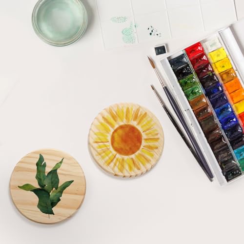 Dicunoy 24 PCS Unfinished Wood Coasters, 4 Inch Round Blank Wood Coaster for Crafts, Thick Coasters with 96 PCS Foam Knots for DIY Mosaic Coasters, Dicunoy