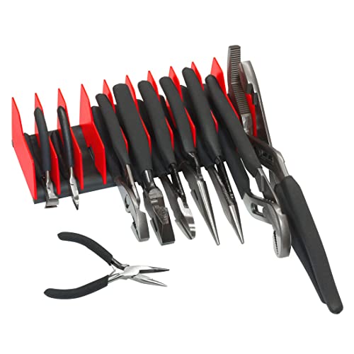 Ernst Manufacturing Plier Pro Premium No-Slip Plier Organizer, Holds 10-Tools of Any Size, Rubber Base Keeps Tools in Place (Model 5500), Red Ernst Manufacturing