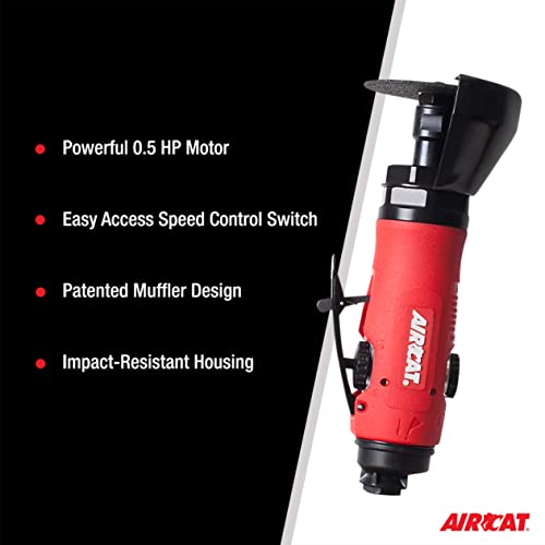 AIRCAT Pneumatic Tools 6520: .5 HP 3-Inch Composite Reversible Cut-off Tool 18,000 RPM Free Speed AIRCAT
