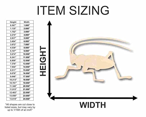 Unfinished Wood Cricket Shape - Insect - Wildlife - Craft - up to 24" DIY 6" / 1/4" 24 Hour Crafts