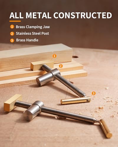 DAYDOOR Bench Dog Clamp, 3/4'' Dog Hole Clamp for Woodworking, Upgraded Adjustable Workbench Stop with Brass Handle (19mm, 2 Pack) DAYDOOR