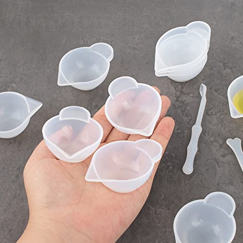 Framendino, 23 Pack Silicone Mold Cup Dispenser Mini Measuring Mixing Bowls with Spoon Glue Stick for DIY Epoxy Resin Craft Framendino