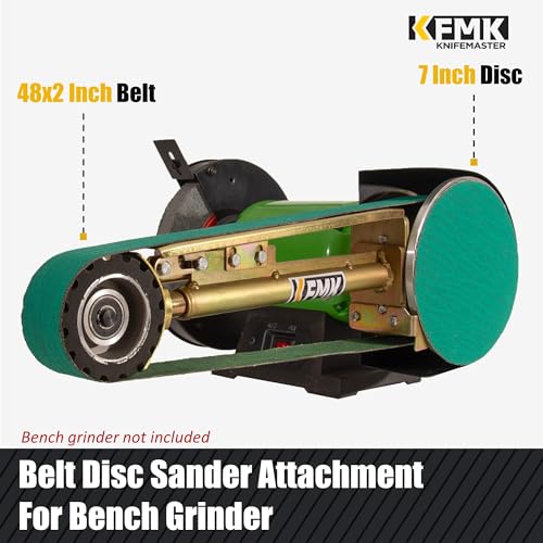 KFMK 2"x48" Belt Grinder Attachment for Bench Grinders, 2x48 Inch Belt and 7 Inch Disc Sander Attachment for Bench Grinders KFMK