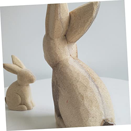 2 Pairs Drawing Rabbit Educational Rustic Easter Desktop Table Shop Decorations Living Spring Animal Statue Figure Favors Wood Cutout Peg White Paint EXCEART