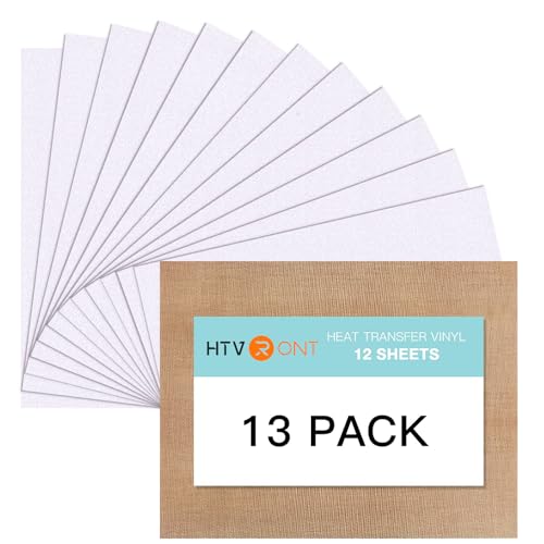 HTVRONT Rainbow White Glitter Heat Transfer Vinyl Bundle: 13 Pack White Glitter Iron on Vinyl for T-Shirt, White Glitter HTV Vinyl for Cricut, HTVRONT