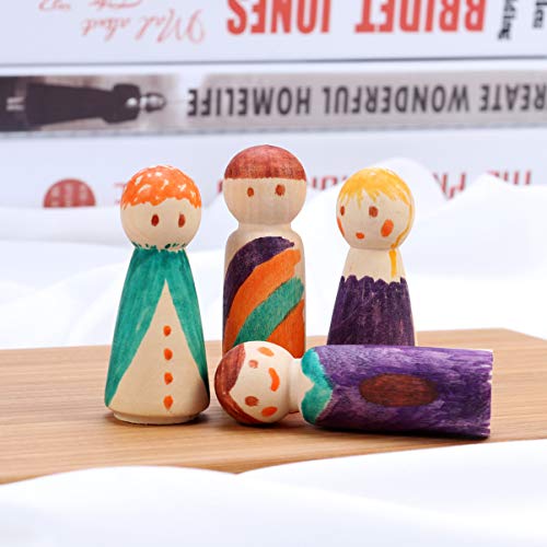 MAGICLULU 10pcs Wooden Pegs Unfinished Wooden Peg Doll Blank Unfinished Wood Peg Doll Bodies Little Peg People Peg Dolls Wood Doll Wood Trim Wooden MAGICLULU