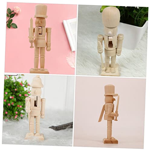 ARTIBETTER 3pcs Paintable Nutcracker Figures Nutcracker Unfinished Wooden Unfinished Wood Nutcracker Stocking Stuffer Gifts Unfinished Wood Crafts ARTIBETTER