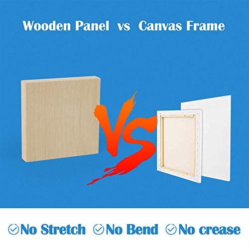 Falling in Art Unfinished Birch Wood Panels Kit for Painting, Wooden Canvas 4 Pack of 4x4’’ Studio 3/4’’ Deep, Cradle Boards for Pouring, Art, Falling in Art