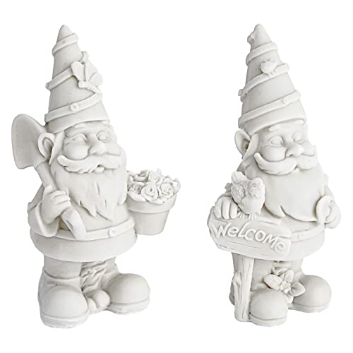 2 Pack Ceramics to Paint - Paint Your Own Garden Gnome Statues, Blank Paintable Ceramics for Adults (5 in) Bright Creations
