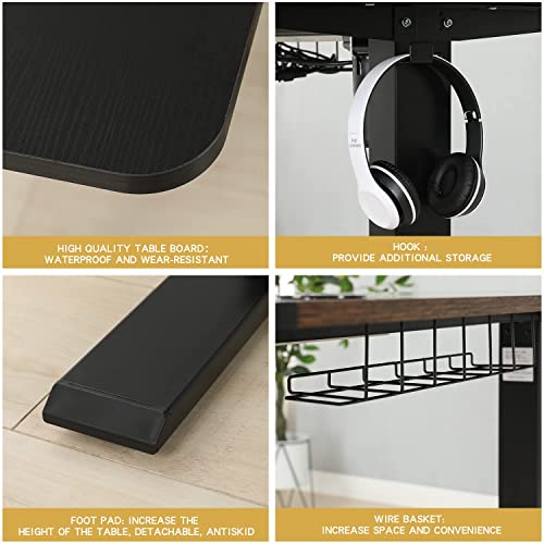 Jceet Adjustable Height L-Shaped 59 Inch Electric Standing Desk - Sit Stand Computer Desk, Stand Up Desk Table for Home Office, Black Frame and Top Jceet