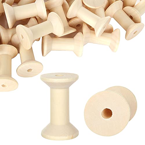 CYEAH 40PCS Wooden Spools for Crafts 2 Inch, Empty Thread Spools for Crafts, Splinter- Free Unfinished Wood Spools for Embroidery and Sewing Machines CYEAH