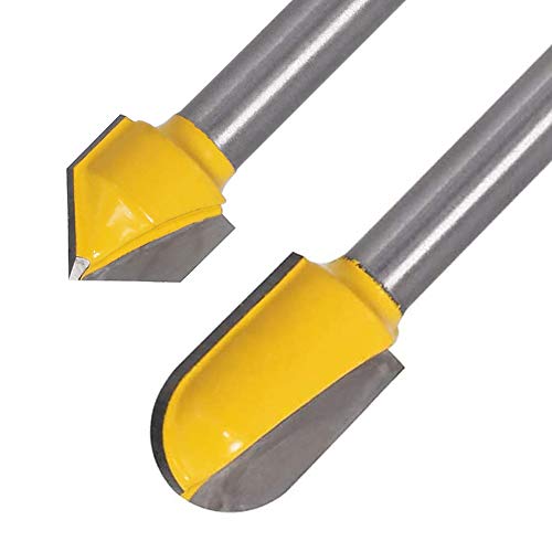 Mesee 6Pcs Carbide 90 Degree V Groove Router Bit Set Core Cove Box Round Nose V Grooving Router Bits V-Groove Router Bit Woodworking Cutter Tool for Mesee