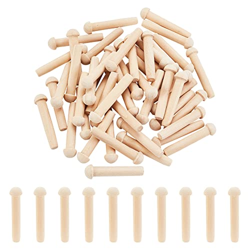 OLYCRAFT 50Pcs Mini Wooden Axle Peg 1-4/5Inch Unfinished Wooden Peg Blank Mushroom Wooden Peg Burlywood Axle Pegs Fits 8mm Hole Wooden Wheel for DIY OLYCRAFT