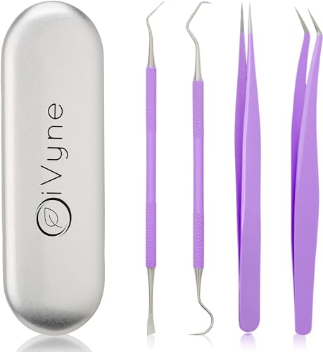 Premium Vinyl Weeding Tool Kit - Precision Stainless Steel Weeder - Hook and Pick with Fine Tweezers Crafting Set for Cricut Vinyl - by iVyne iVyne