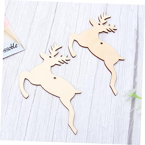 ABOOFAN 10pcs Unfinished Wooden Slices Wood Cutouts Unfinished Wooden Christmas Cutouts Christmas Ornaments Xmas Christmas Deer Pendants Ornament ABOOFAN