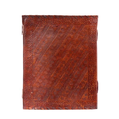 Hell Blues Leather Unlined Bound Journal 13 x 10 inches Large Rustic Diary Seven Chakra Medieval 7-Stone Embossed Handmade Sketchbook Vintage Writing Hell Blues