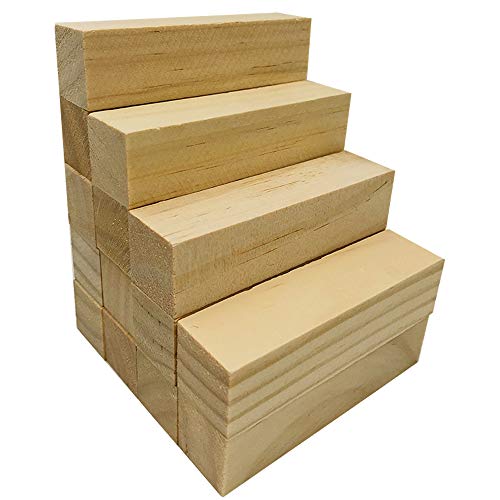 Fycooler Basswood Carving Blocks Whittling Wood Carving Blocks Basswood for Carving Unfinished Wood for Crafts Wooden Block Set Bass Wood for Wood Fycooler