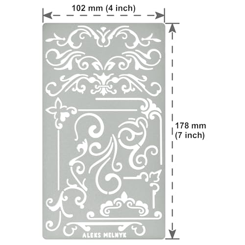 Aleks Melnyk No.3 Metal Journal Stencil, Wood Burning, Flowers and Vines, Ornament, Vintage, Finds Small Stencil Patterns, Pyrography, Engraving, Aleks Melnyk