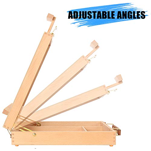 Art Supplies Box Easel Sketchbox Painting Storage Box, Adjust Wood Tabletop Easel for Drawing & Sketching Student (Painting Easel Box) Kuyal