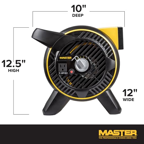 Master High Velocity Pivoting Head Blower Fan – Utility Air Mover for Drying or Ventilating Home or Construction Site. Daisy Chain Compatible Master