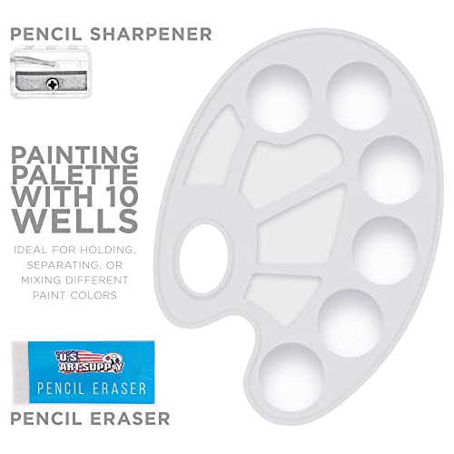 U.S. Art Supply 46-Piece Complete Artist Painting Set with Easel - 12 Acrylic & 12 Watercolor Paint Colors, Brushes, Canvas Panels, Watercolor Pad, U.S. Art Supply