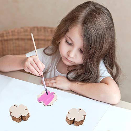 Amosfun Wooden Four-Leaf Clover Ornaments St. Patricks Day DIY Wood Arts and Crafts Shamrock Wooden Hanging Adornments Party Favors Decorations 20PCS Amosfun
